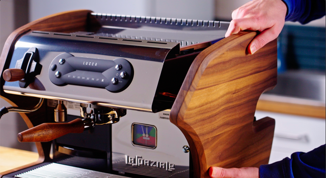 LUCCA A53 Mini Magnetic Espresso Machine Panels, Install in Walnut, lifestyle, large
=