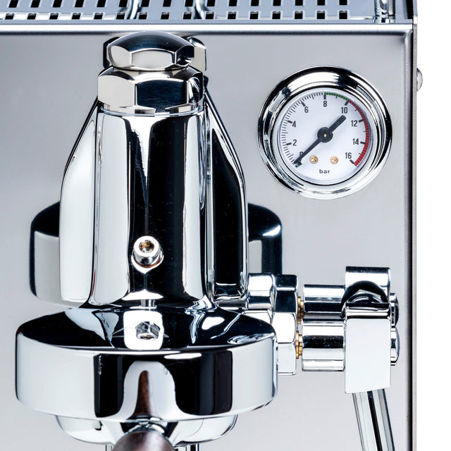 LUCCA Solo Espresso Machine in Stainless Steel detail from Clive Coffee - knockout