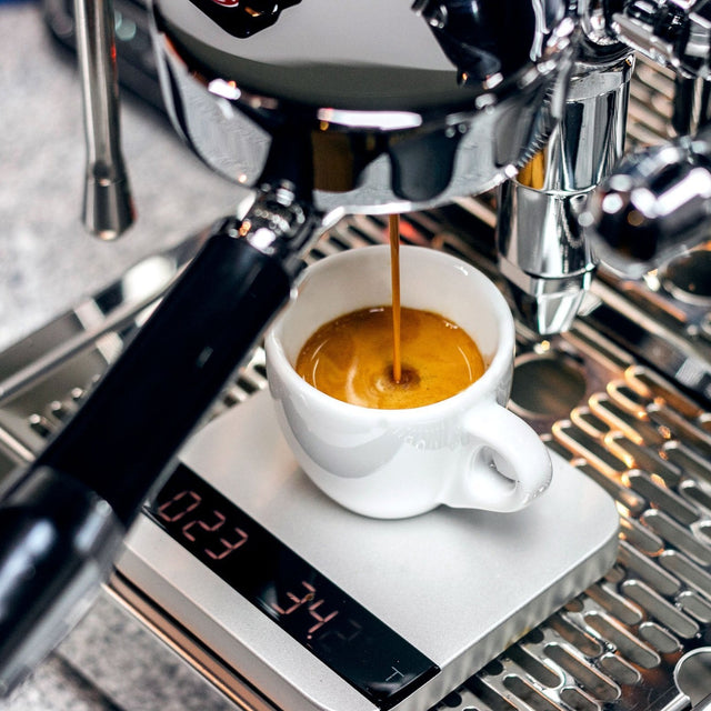 ECM Angled Bottomless Portafilter from Clive Coffee - Lifestyle Image