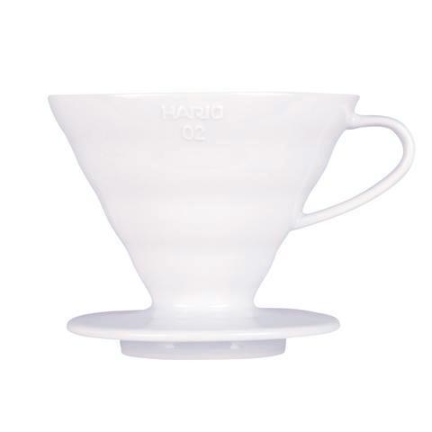 Hario V60 White Ceramic Coffee Dripper, side, Clive Coffee - Knockout