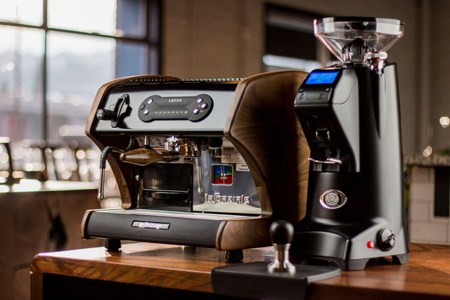 Eureka Olympus 75E High Speed Espresso Grinder with LUCCA A53 Mini from Clive Coffee - Lifestyle