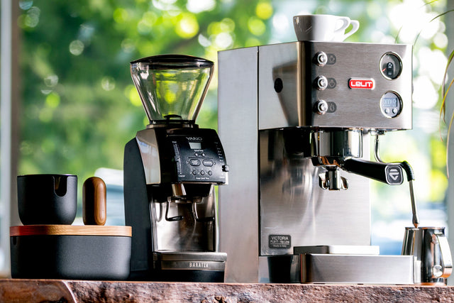 Baratza Vario+ Espresso and Coffee Grinder, with Lelit Victoria Espresso Machine, from Clive Coffee, lifestyle, large