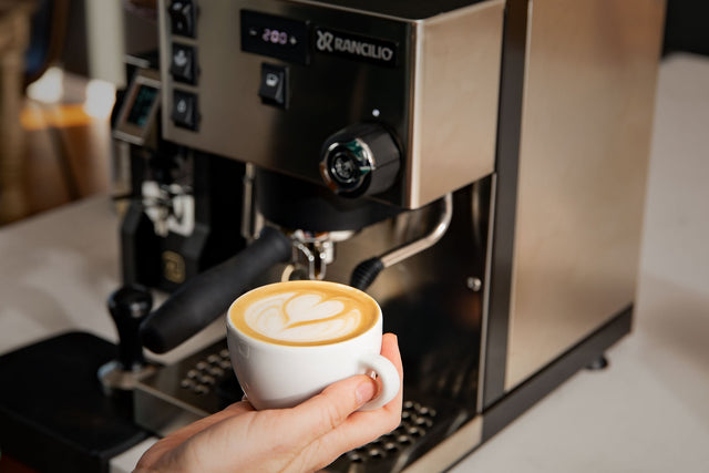Rancilio Silvia Pro X Espresso Machine, with Eureka Oro Mignon XL Grinder, Latte art, from Clive Coffee, lifestyle large