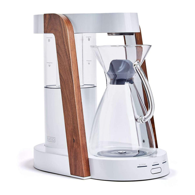Ratio Eight Coffee Maker, white and walnut, Clive Coffee - Knockout