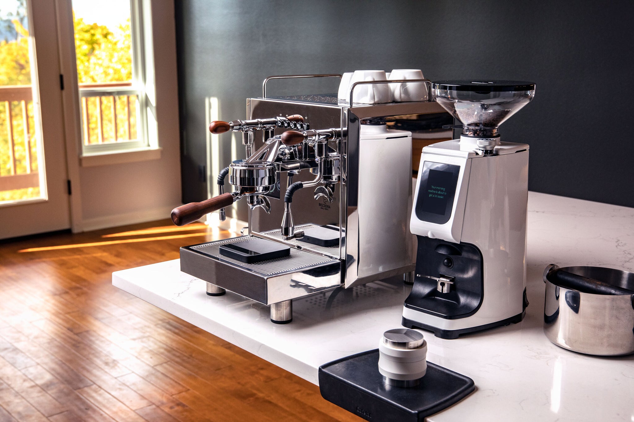Bezzera Duo DE espresso machine with Eureka LUCCA Atom 75 espresso grinder