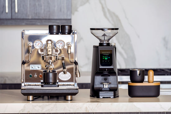 ECM Synchronika espresso machine with the LUCCA Atom 75 espresso grinder