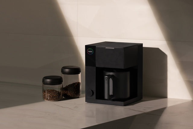 Aiden Precision Coffee Maker, from Clive Coffee, with Fellow Atmos Coffee Canister, lifestyle, large