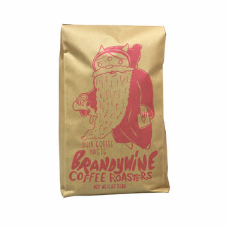 Smith Bridge Road Blend bag in gold kraft with pink Brandywine branding illustration