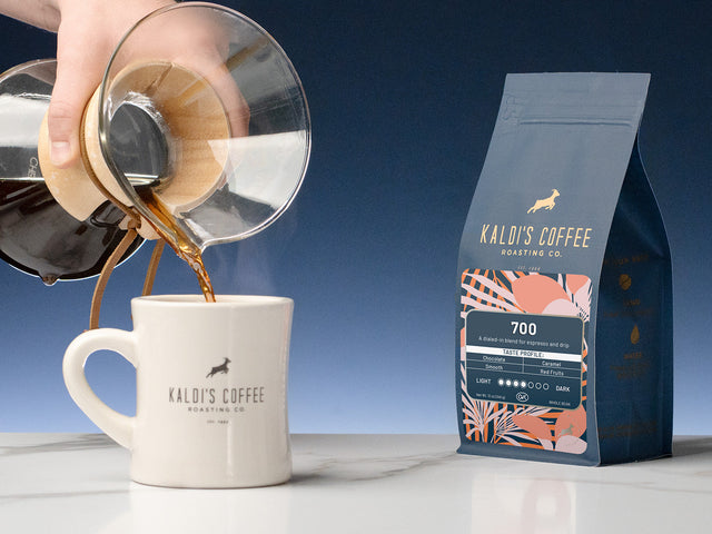 Kaldi's Coffee 700 blend brewed in a Chemex