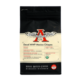 Anodyne Decaf MWP Mexico Chiapas coffee bag with label