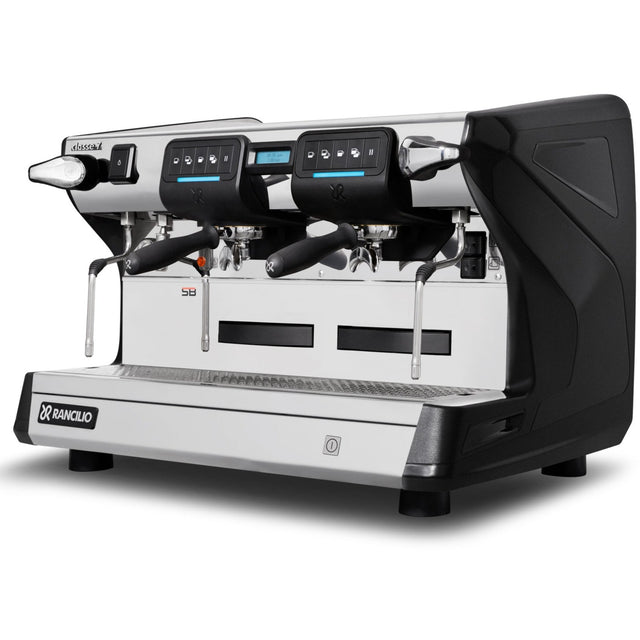Rancilio 2 Group head Classe 7 USB tall versioncommercial espresso machine side view by Clive Coffee-knockout