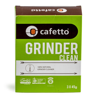 Cafetto Grinder Clean packaging in bright green with bold white text