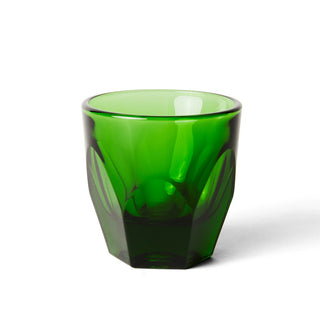 Green Vero glass with angular facets and a translucent lime color.