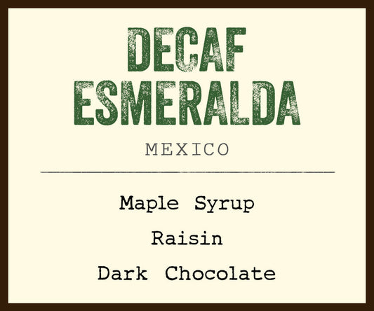 Barefoot Coffee Roasters decaf Esmeralda kraft bag with logo on front