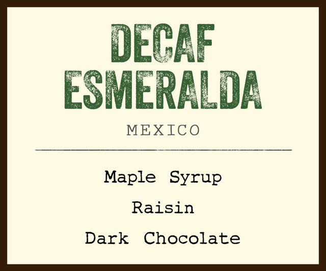Barefoot Coffee Roasters decaf Esmeralda kraft bag with logo on front