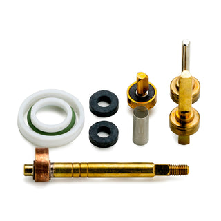 E61 group head rebuild kit with gaskets, valves and brass fittings laid out.