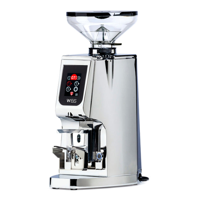 Eureka Atom W65 Espresso Grinder in chrome by Clive Coffee - knockout