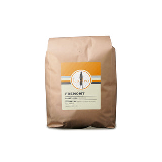 Fremont coffee bag angled, front label visible with Ladro branding