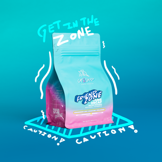 Cat & Cloud Friend Zone Pure Decaf single origin Ethiopian coffee bag with teal packaging and white artwork