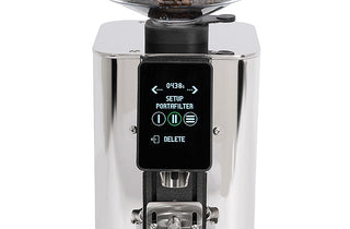 ECM Exacto grinder with digital display on a white background