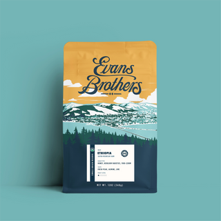 Ethiopia Kayon Mountain Honey bag with teal background