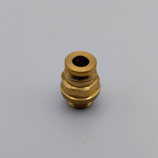 Brass central straight quick connect fitting for Lelit Elizabeth against a light background.