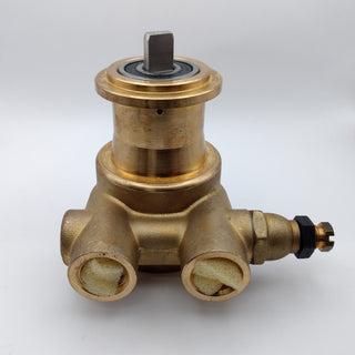 Long neck Quick Mill rotary pump with a square drive shaft on a brass body.