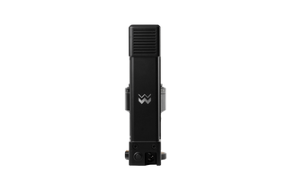 Close up of The Key compact coffee grinder head in black with a ribbed vented top.