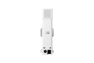 Front view of The Key Mk2 compact grinder with vented head and white body showing the logo on the lower front.
