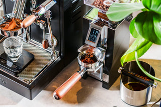 Eureka Mignon Libra espresso grinder w/ LUCCA dosing funnel - lifestyle