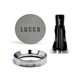 LUCCA WDT Kit featuring a 58mm puck screen and a distribution tool for even extraction.