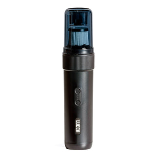 LUCCA Coffee Vacuum head with blue transparent cap and knurled grip, cordless espresso station cleaner.