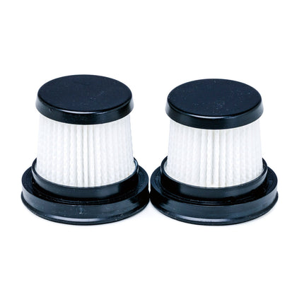 Two LUCCA replacement filters with black caps and white pleated media shown side by side.