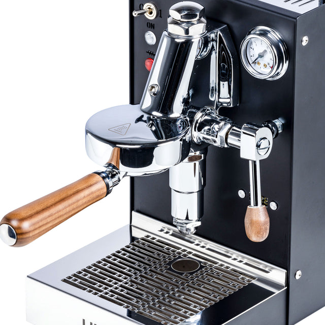 LUCCA Solo Espresso Machine in black, detail from Clive Coffee - knockout