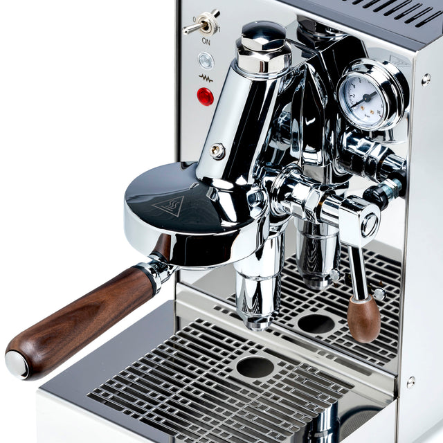 LUCCA Solo Espresso Machine in Stainless Steel detail from Clive Coffee - knockout