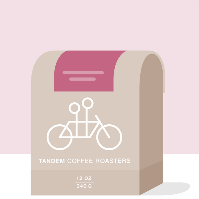 Burundi Munkaze coffee bag beige with white bicycle graphic from Tandem Coffee Roasters.