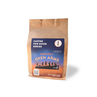 Coffee for Good Series bag featuring Project Open Arms label and Ladro logo