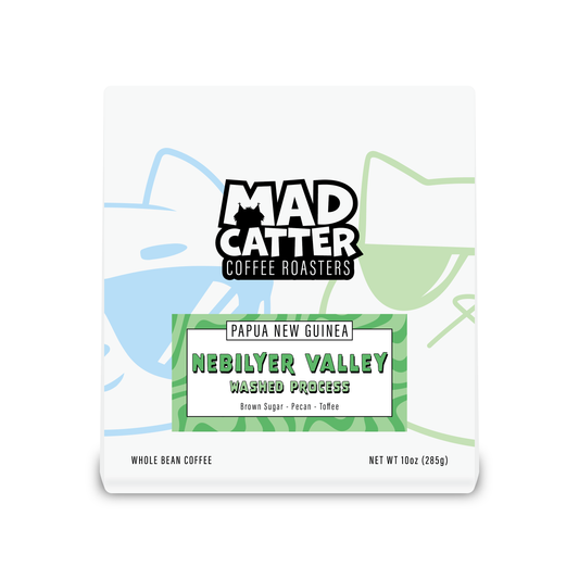 Papua New Guinea Nebilyer Valley coffee bag showing washed process and Nebilyer Valley origin