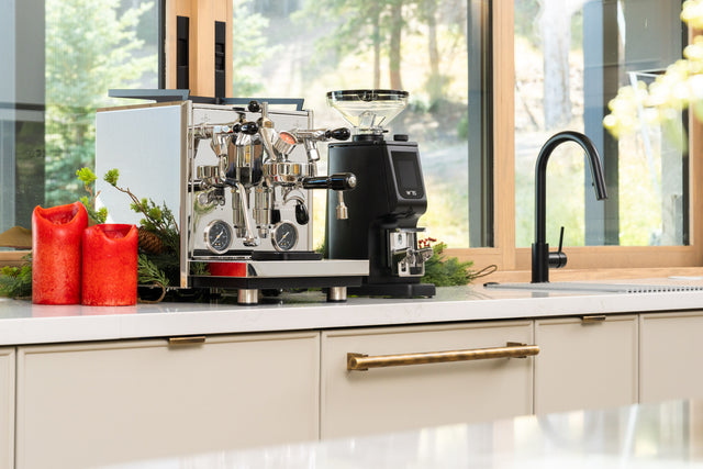 Profitec Drive Espresso Machine with Eureka Atom W 75 Grinder, holiday lifestyle, from Clive Coffee