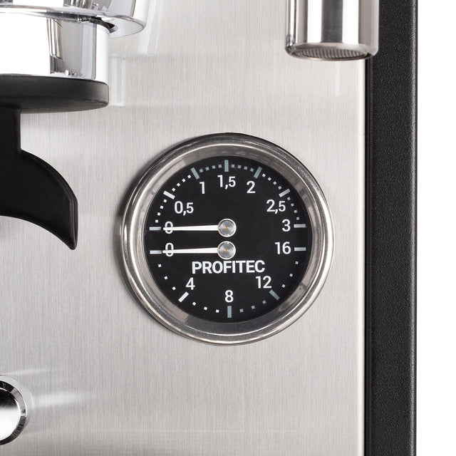 Profitec MOVE Espresso Machine, from Clive Coffee, knockout, boiler and brew pressure gauge