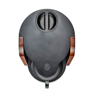 Top view of Ratio Eight Series 2 coffee maker showing a dark lid and wooden side supports