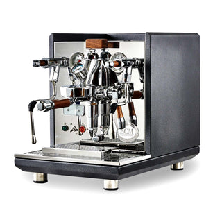 ECM Synchronika Espresso Machine with Flow Control and wood accents from Clive Coffee (Anthracite w/ Walnut Touch Points and Walnut Paddle)
