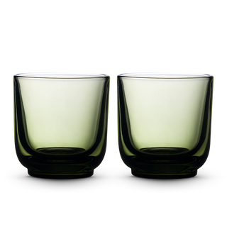 Pair of pale green Fellow Pirch espresso shot glasses side by side