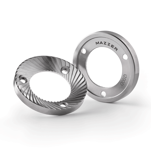 Mazzer I200D 64mm burrs with mounting holes and MAZZER engraving on one ring