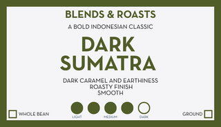 Green Dawson Taylor coffee bag featuring Blends & Roasts Dark Sumatra label on the front