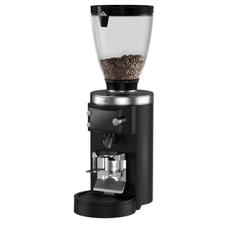 Open box Mahlkönig E65W GbS espresso grinder in black with hopper and front controls