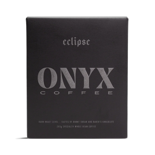 Dark Eclipse Onyx coffee box with the word eclipse in gothic type and a prominent ONYX logo.