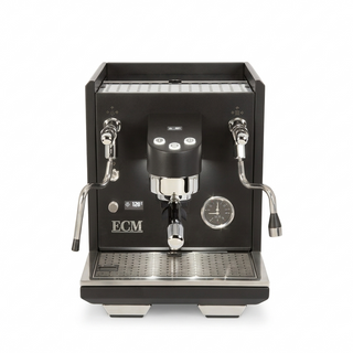 ECM Estetika espresso machine front view with dual boiler and gauge