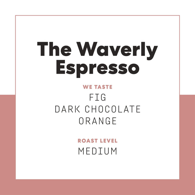 The Waverly Espresso product cover with bold black title on white background and pink framing