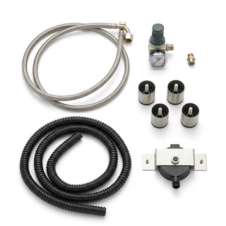 LUCCA M58 Direct Plumb Kit with braided water line, hose coils, gauge and fittings for permanent installation